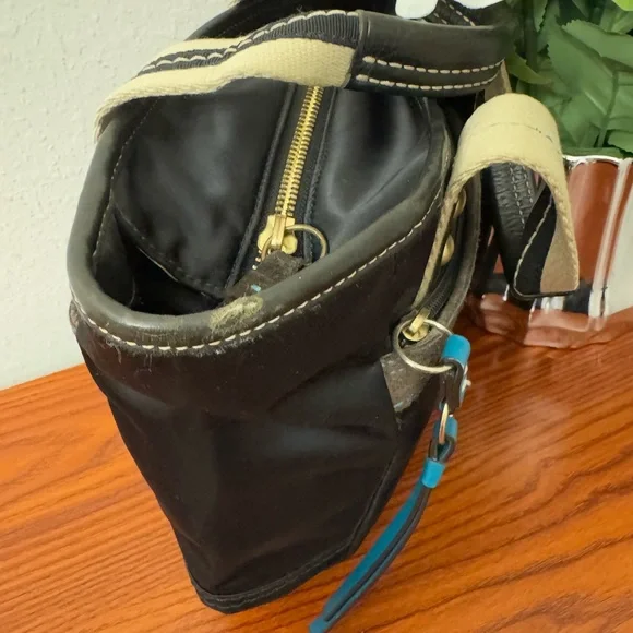 Coach Small Bag = Black Satin with blue tags - Picture 2 of 13